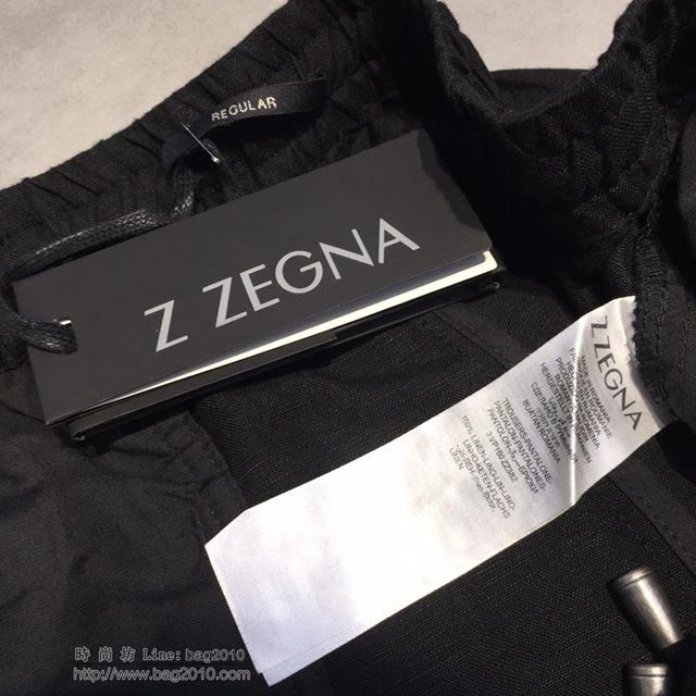 ZZegna男裝 19春夏新款 棉麻薄款休閒褲 傑尼西黑色褲  tzy1877